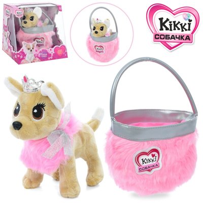 Собачка Кіккі принцеса з короною, в рожевій хутровій сумочці 5703, 3481