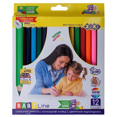 Набір кольорових олівців 12 шт в коробці з точилкою, Jumbo ZB.2452 ZB.2452