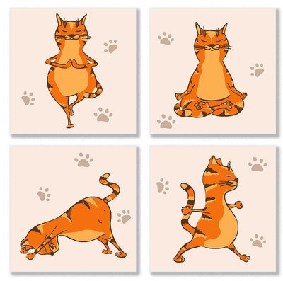 Набір для творчості - Картина за номерами Поліптих - Йога Кіт Yoga-cat, Ідейка KNP010