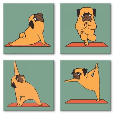 Идейка KNP012 - Набір для творчості - Картина за номерами Поліптих - Йога Собака Yoga-dog, Ідейка