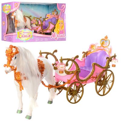 Подарунковий набір з каретою і конем рожева, карета, кінь ходить, 209 209