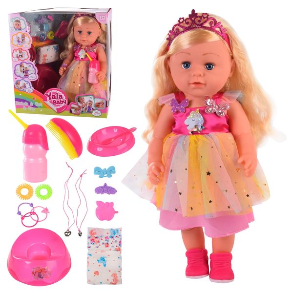 Limo Toy BLS008A - Пупс с волосами - кукла Сестричка с короной и крыльями, колени шарнирные, пьет - писяет