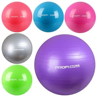 М'яч для фітнесу 75 см, Фітбол, гума, 1100 м, 6 кольорів, в кульку, MS 0383 383