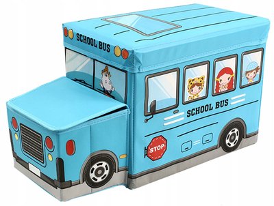 Кошик (органайзер) для іграшок — пуфик Шкільний автобус (мікс кольорів) 2 в 1, BT-TB-0011 BT-TB-0011