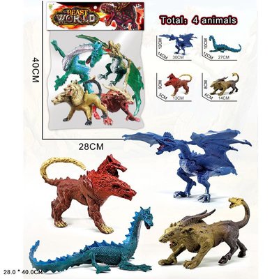 Набір фігурок фантастичні тварини, дракони (4 штуки, мікс кольрів) 927