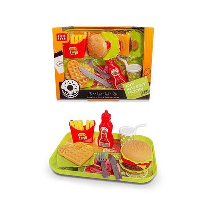 Ігровий набір продукти фастфуд, гамбургер, картопля фрі, вафлі 8956, XJ326