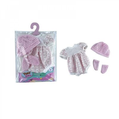 Одяг для пупса бебі борн або ляльки 35-42 см, ніжно рожевий в'язаний боді, шапочка, шкарпетки OBB_2024_05