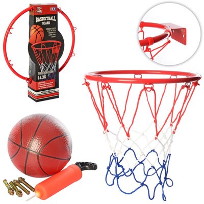 Баскетбольне кільце 32 см метал, Набір для гри в баскетбол (м'яч, кільце, насос). MR 0166