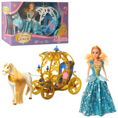 Подарунковий набір карета з конем для ляльки типу барбі, кінь ходить, лялька принцеса, 245A-266A 245A-266A