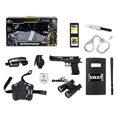 Дитячий ігровий Набір амуніції Спецназ (поліція swat), щит, жилет, пістолет, окуляри JL666
