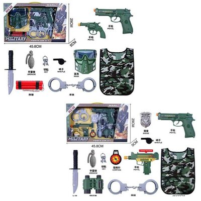 Дитячий ігровий набір з іграшковою зброєю військовий, жилет, пістолет, наручники, 2 види JS010-12A